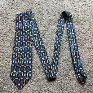 Ermenegildo Zegna Navy and Gold Geometric Tie